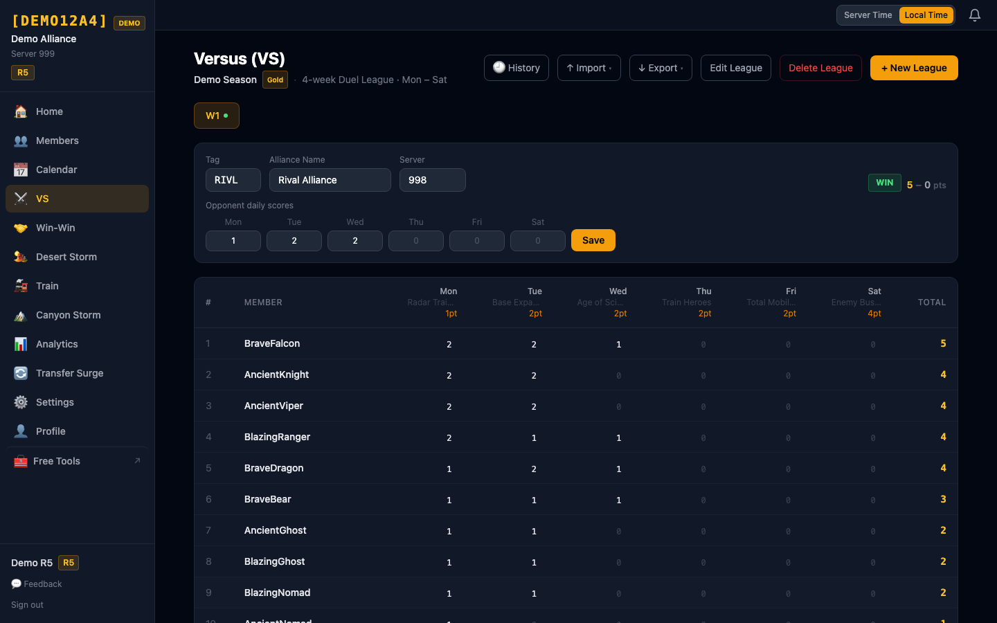 VS Tracking screenshot